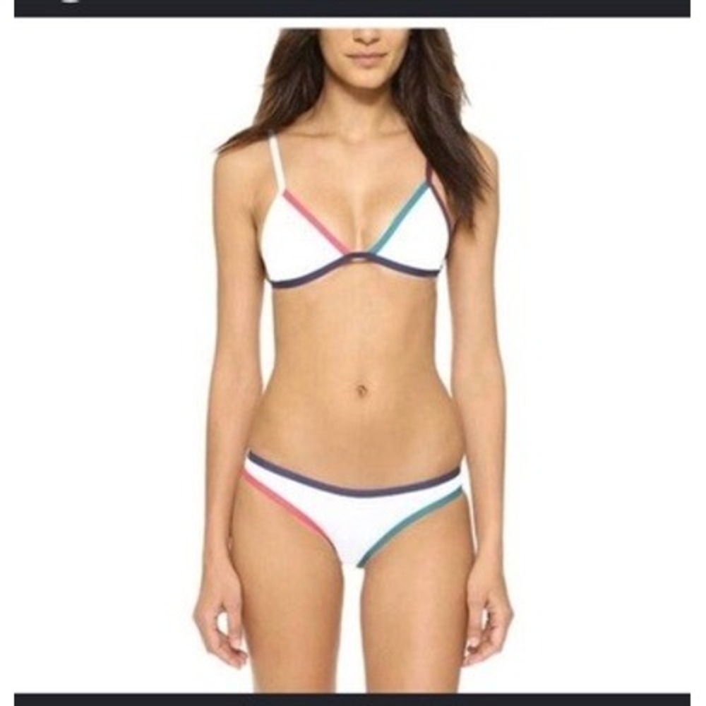 Tavik Swimwear Women Colorblock Triangleβ Bikini Set White Red Teal Navy XS NWT